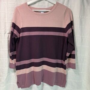 Liz Claiborne Viscose Soft, Purple, Lavender, Pink Striped Sweater